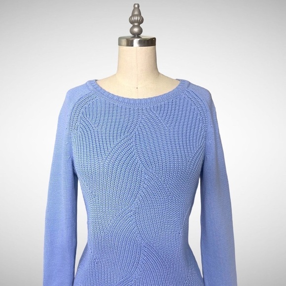 Talbots Pointelle Raglan Crew Neck Sweater XS Blue - Picture 3 of 9